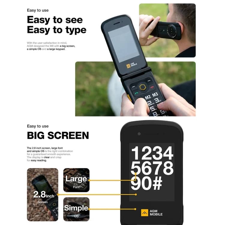 AGM M8 Flip защищённый телефон-раскладушка