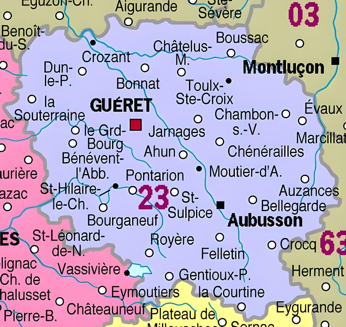 Carte de la Creuse