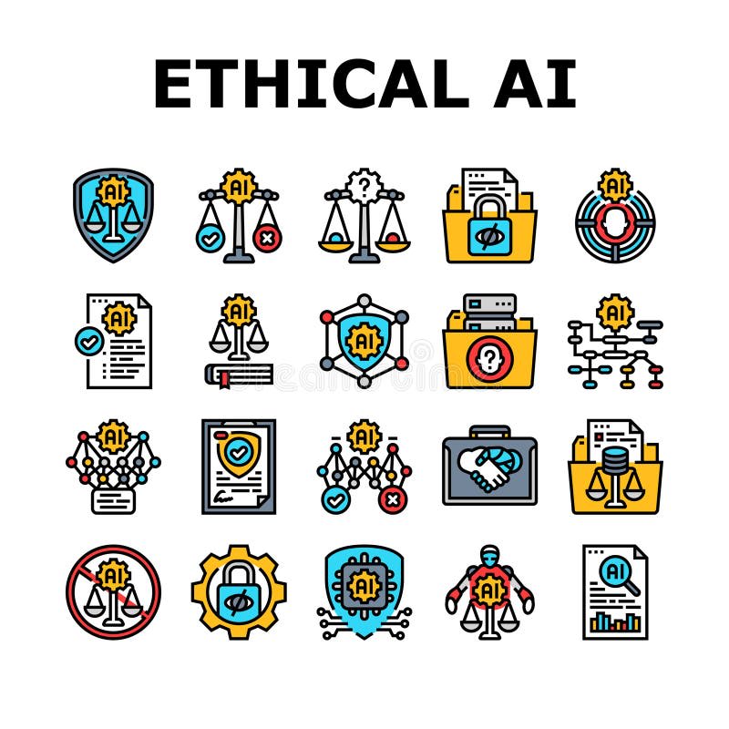 Ethical Ai Bias Transparency Icons Set Vector Stock Vector ...
