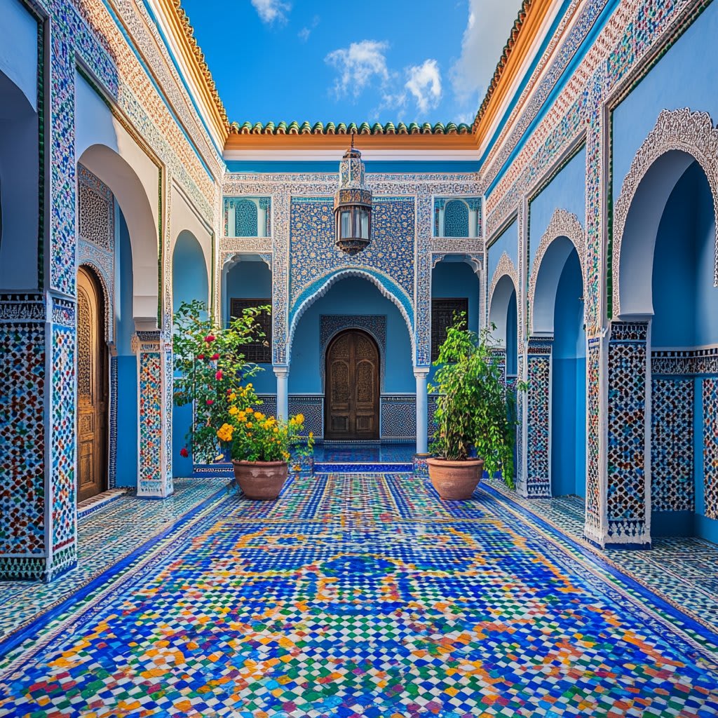 Lascott in un riad a Marrakech durante le riprese