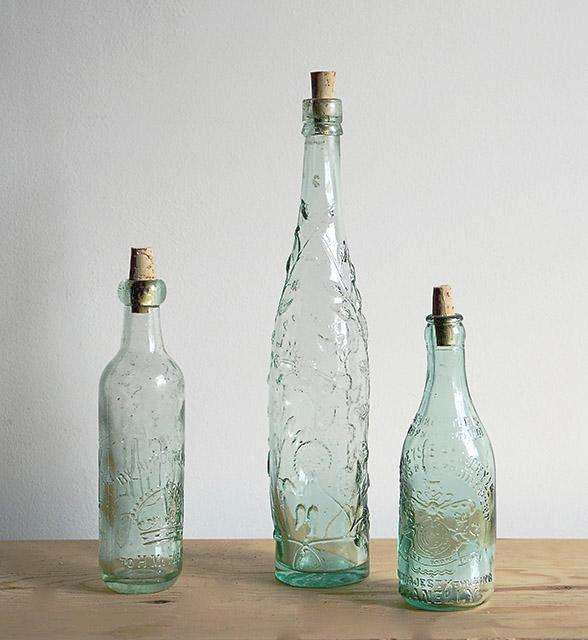 Antique glass bottles