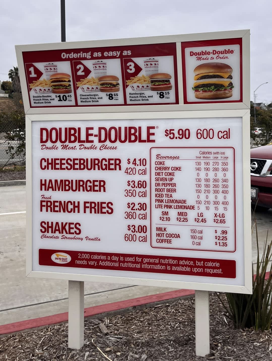 In-N-Out Burger Menu Board 2026
